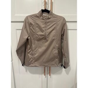 Nike Golf Womens S Tan Khaki Quarter Zip Windbreaker athletic Stretch Jacket